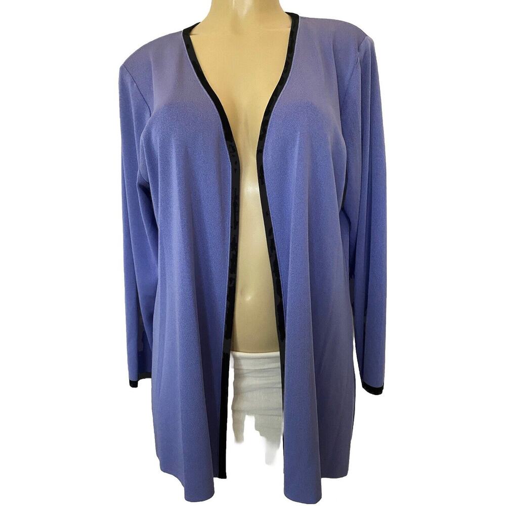 Exclusively Misook Lavender Purple Jacket Cardigan Sweater Long Sleeve O…